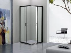 Merkloos Douchecabine Vierkant - 90x90x200cm 6 Mm - Nano Anti Kalk Veiligheidsglas - Zwart Aluminium Omlijsting -Badkamer Kast Winkel 1200x900 84