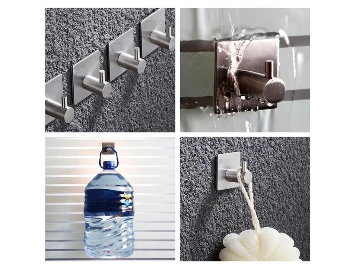 Handdoekhaak Set Zonder Boren RVS Vierkant Zelfklevend - Badjas - Theedoek Hanger - Keuken - Badkamer - Handdoek Haakjes 9 Handdoekhaak Set Zonder Boren RVS Vierkant Zelfklevend - Badjas - Theedoek Hanger - Keuken - Badkamer - Handdoek Haakjes - Afbeelding 9