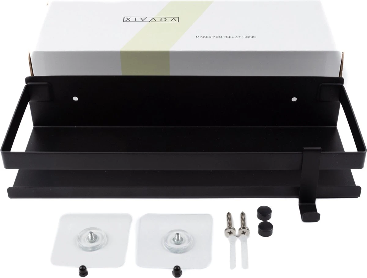 Doucherek Zwart 30 CM - Badkamer Rekje Douche - Zonder Boren - Douchemandje 7 Doucherek Zwart 30 CM - Badkamer Rekje Douche - Zonder Boren - Douchemandje - Afbeelding 7