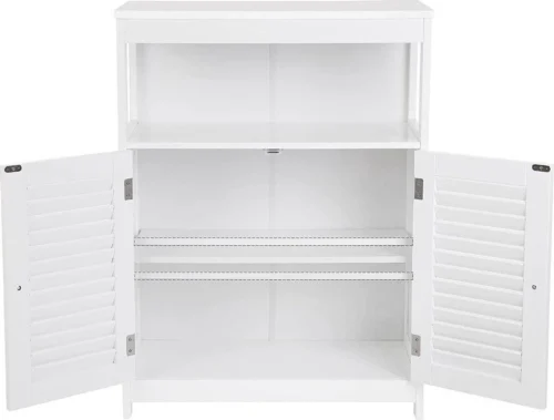 Songmics Badkamerkast Van Hout, Badkamerorganizer, Badkamerrek, Vrijstaand Met 2 Lamellendeuren, Wit, BBC40WT 9 Songmics Badkamerkast Van Hout, Badkamerorganizer, Badkamerrek, Vrijstaand Met 2 Lamellendeuren, Wit, BBC40WT -Badkamer Kast Winkel 1200x909 3