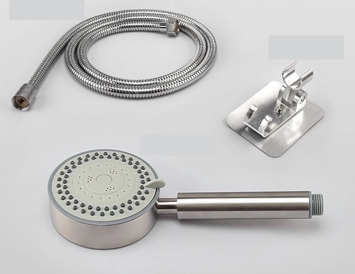 IBright Douchekop Met Slang En Wandhouder - RVS Zilver - 5 Functies – Handdouche – Hoofddouche Inclusief Wandhouder Zonder Boren 3 IBright Douchekop Met Slang En Wandhouder - RVS Zilver - 5 Functies – Handdouche – Hoofddouche Inclusief Wandhouder Zonder Boren - Afbeelding 3