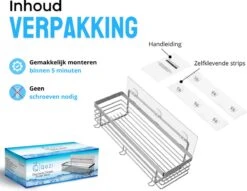 RVS Doucherek Zelfklevend Zonder Boren - Douchemand Hangend - 15KG Draagvermogen - Zilver/Chroom -Badkamer Kast Winkel 1200x930 2