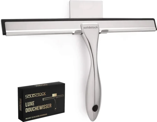 Douchewisser Rvs - Luxe Trekker Douche - Raamwisser Met Ophanghaak - Douchetrekker - Niet Boren - Chroom