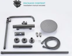 LOMAZOO Regendouche Met Thermostaatkraan - Douche Badkamer - Gun Metal / Antraciet [LYNN] -Badkamer Kast Winkel 1200x934 4