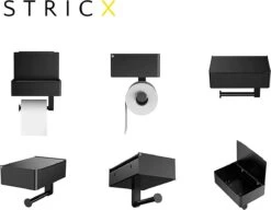 STRICX Toiletrolhouder - Zwart - Zonder Boren - Toilet Rol Houder Tissuebox - Zelfklevend - WC Rolhouder Met Opbergvak Voor Babydoekjes - Met Plankje - Toiletaccessoires -Badkamer Kast Winkel 1200x935 1