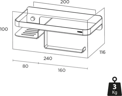 Tiger Caddy - Toiletrolhouder Met Planchet 24 Cm - Zwart 12 Tiger Caddy - Toiletrolhouder Met Planchet 24 Cm - Zwart -Badkamer Kast Winkel 1200x942 3