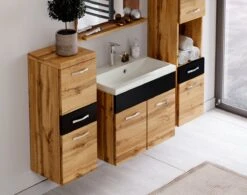 Badmeubelset Alba 60cm Zwart Met Eiken Compleet Badkamermeubel -Badkamer Kast Winkel 1200x946 1