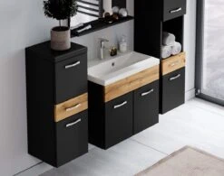 Badmeubelset Alba 60cm Zwart Met Eiken Compleet Badkamermeubel -Badkamer Kast Winkel 1200x946 2