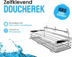 RVS Doucherek Zelfklevend Zonder Boren - Douchemand Hangend - 15KG Draagvermogen - Zilver/Chroom -Badkamer Kast Winkel 1200x952 2