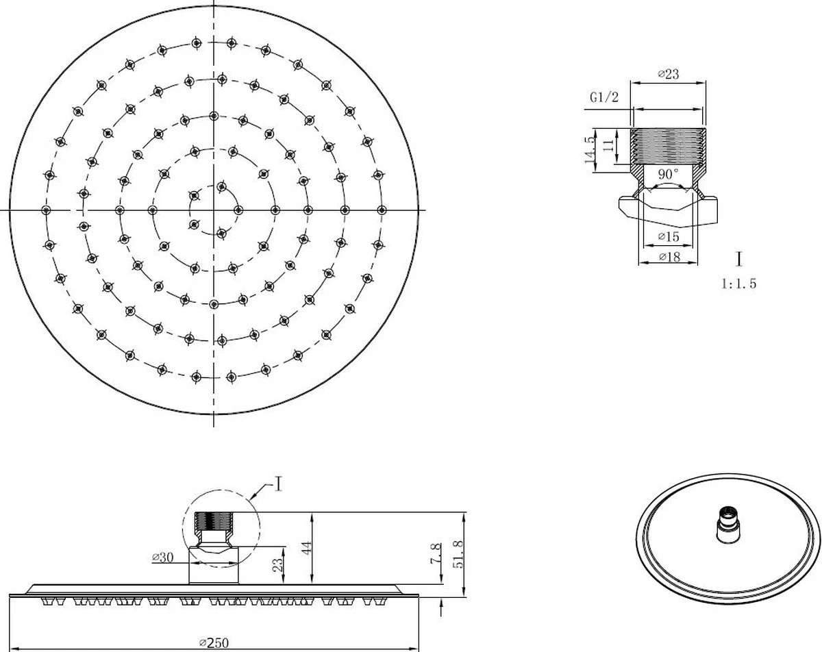 Adema Calypte Hoofddouche - 25cm - Rond - Zwart Mat 2 Adema Calypte Hoofddouche - 25cm - Rond - Zwart Mat - Afbeelding 2