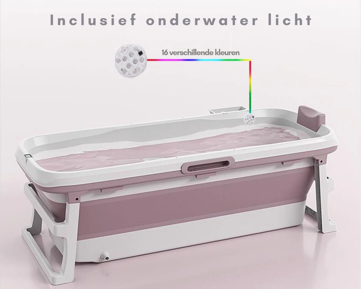 Livista® - Opvouwbaar Bad - Roze - Zitbad - Inklapbaar - Bath Bucket - 150 CM LANG - XL - Incl. Thermometer & Onderwater LED Lichten 1 Livista® - Opvouwbaar Bad - Roze - Zitbad - Inklapbaar - Bath Bucket - 150 CM LANG - XL - Incl. Thermometer & Onderwater LED Lichten