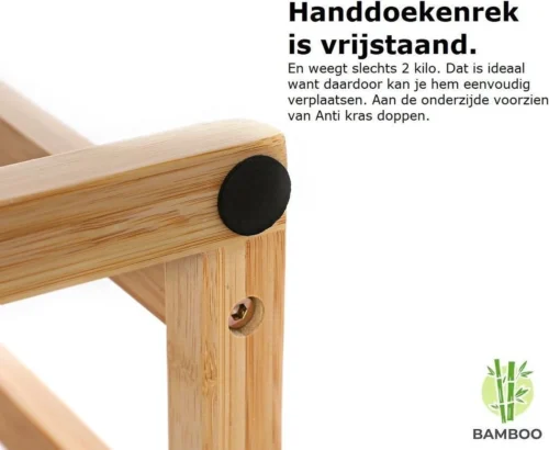 Merkloos Decopatent® Handdoekrek - Vrijstaand Handdoekenrek Voor In Badkamer - Handdoekrek - Bamboe Hout - Handdoek - Droogrek Met 3 Armen -Badkamer Kast Winkel 1200x984 4