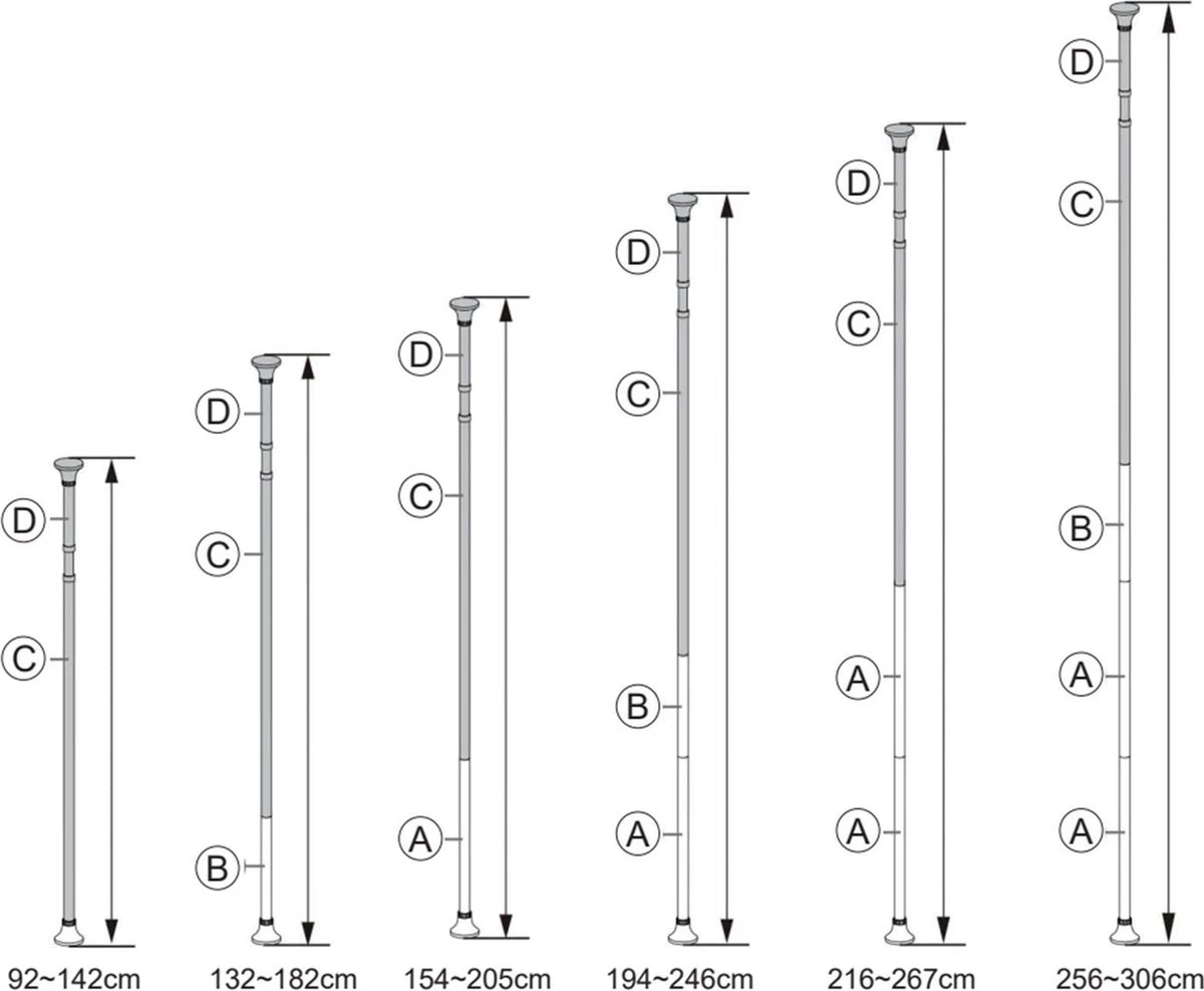 Telescopisch Doucherek Uit Chroom, Verstelbaar 155 - 320 Cm Met Extra Handdoekrek 3 Telescopisch Doucherek Uit Chroom, Verstelbaar 155 - 320 Cm Met Extra Handdoekrek - Afbeelding 3