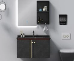 Aquathof, Zeepdispenser, Mat Zwart, 3 Kamer, 3 Reservoirs, 3x350ml, Hangend, Wandmontage 15 Aquathof, Zeepdispenser, Mat Zwart, 3 Kamer, 3 Reservoirs, 3x350ml, Hangend, Wandmontage -Badkamer Kast Winkel 1200x988 1