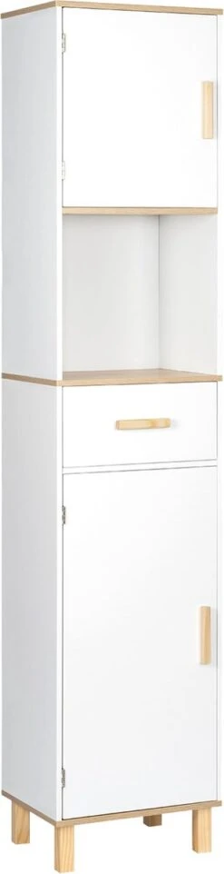 Kamyra® Scandinavisch Badkamermeubel - Badkamerkast, Wastafelmeubel, Opbergkast - Wit - 40x30x180 Cm - MDF