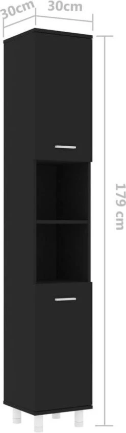 VidaXL Badkamerkast 30x30x179 Cm Spaanplaat Zwart 29 VidaXL Badkamerkast 30x30x179 Cm Spaanplaat Zwart -Badkamer Kast Winkel 350x1200 1