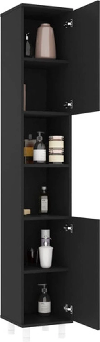 VidaXL Badkamerkast 30x30x179 Cm Spaanplaat Zwart 10 VidaXL Badkamerkast 30x30x179 Cm Spaanplaat Zwart - Afbeelding 10