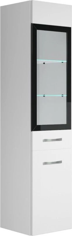 Badplaats Badkamerkast Rio 30 X 30 X 131 Cm - Wit Hoogglans - Hangende Kolomkast Met 2 Deuren