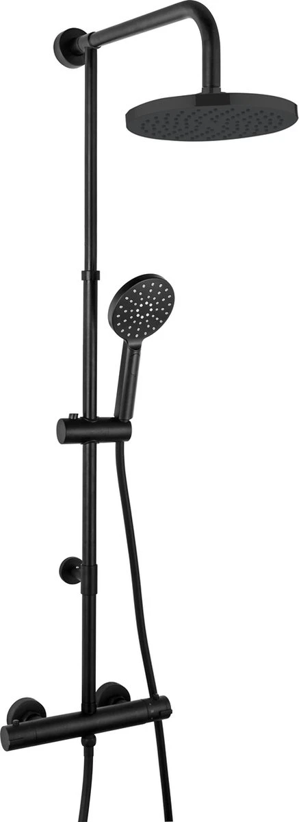 4bathroomz® Zwarte Regendouche Met Thermostatische Kraan - 20cm Hoofddouche 1 4bathroomz® Zwarte Regendouche Met Thermostatische Kraan - 20cm Hoofddouche