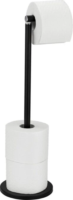 WENKO Toiletrolhouder 2-in-1 Zwart - Reserverolhouder - WC Rolhouder -Badkamer Kast Winkel 438x1200