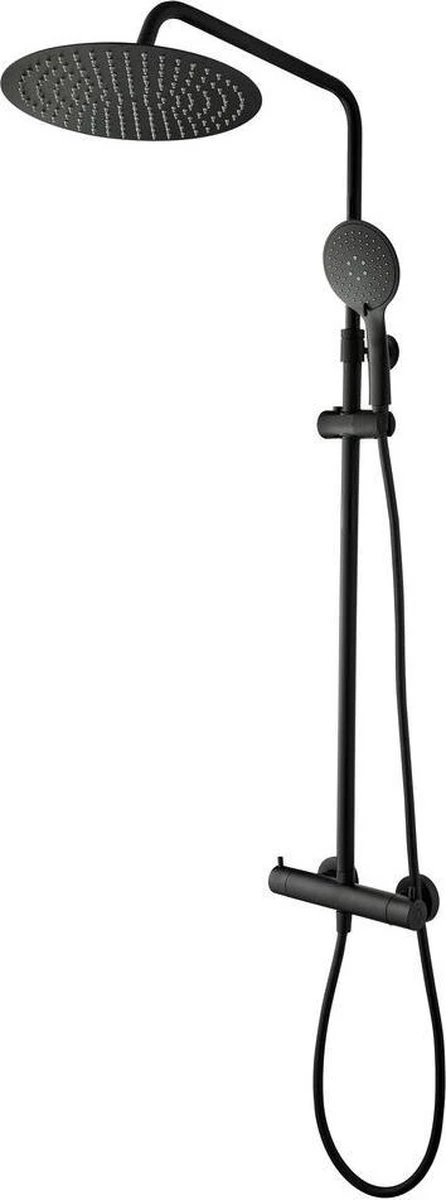 Tiger Twiss Doucheset - Regendouche Ø 30 Cm - Handdouche Ø 12 Cm - Met Thermostaatkraan - 3 Standen - Mat Zwart 1 Tiger Twiss Doucheset - Regendouche Ø 30 Cm - Handdouche Ø 12 Cm - Met Thermostaatkraan - 3 Standen - Mat Zwart
