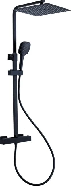 Viidako Kimii Doucheset Opbouw Compleet – Mat Zwart – Vierkant 30 Cm X 30 Cm - Sedal Binnenwerk -Thermostaatkraan – Zeer Goede Kwaliteit – RVS En Messing – Design -Badkamer Kast Winkel 459x1200 1