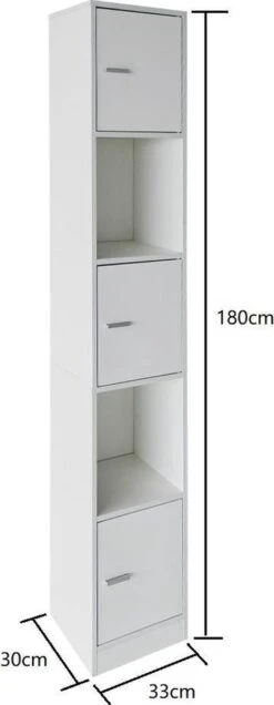 Kolomkast Badkamer - Opbergkast Badkamer Slaapkamer Of Hal - 180 Cm Hoog -Badkamer Kast Winkel 466x1200 2