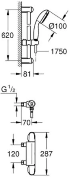 GROHE Grohtherm 1000 Thermostatische Douchekraan - 12 Cm - Chroom - 34153004 -Badkamer Kast Winkel 480x1200 3