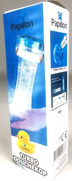 Papillon Douchekop - Turbo Hoge Druk - Met Waterfilter - Blauw -Badkamer Kast Winkel 482x1200