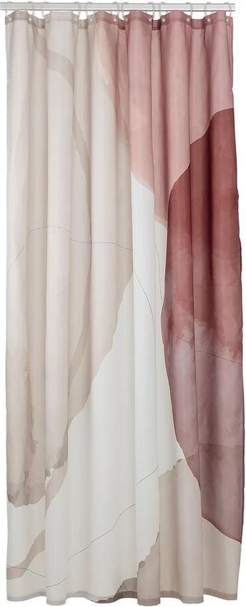 Sealskin Earth - Douchegordijn 180x200 Cm - Polyester Donkerroze / Off-white 1 Sealskin Earth - Douchegordijn 180x200 Cm - Polyester Donkerroze / Off-white