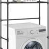 Merkloos Zwart Opbergrek Boven Wasmachine 69x28x169 Cm | Ruimte Voor Wasmiddel | Stalen Frame – Wasmachinekast - Organizer