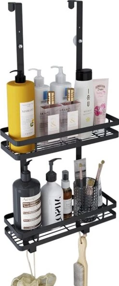 Souiri Doucherek - Stainless Doucherek - Zonder Boren - Doucherek Zwart - Doucherek Hangend - Badkamer Accessoires - RVS - 2 Laags -Badkamer Kast Winkel 503x1200 1