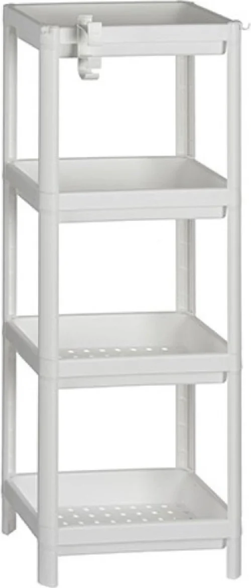 Badkamerrek/opbergkast Wit Kunststof 4-laags 36 X 23 X 100 Cm - Handdoeken En Toiletspullen Badkamerrekjes