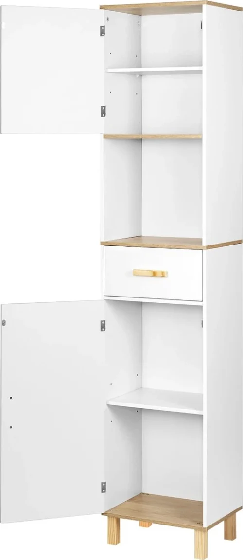 Kamyra® Scandinavisch Badkamermeubel - Badkamerkast, Wastafelmeubel, Opbergkast - Wit - 40x30x180 Cm - MDF -Badkamer Kast Winkel 521x1200
