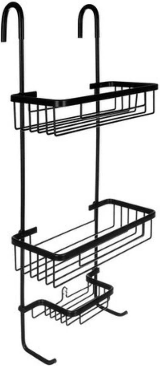 Recalma Doucherek 3 Laags - Monteren Zonder Boren - Zwart - Zuignap - Ook Voor Grote Flessen - Opbergrek Douche - 3 Etages 1 Recalma Doucherek 3 Laags - Monteren Zonder Boren - Zwart - Zuignap - Ook Voor Grote Flessen - Opbergrek Douche - 3 Etages