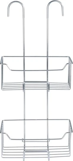 WENKO Doucherek Milo 2-laags 25x55cm RVS Glanzend - Doucherek Zonder Boren - Doucherek Hangend