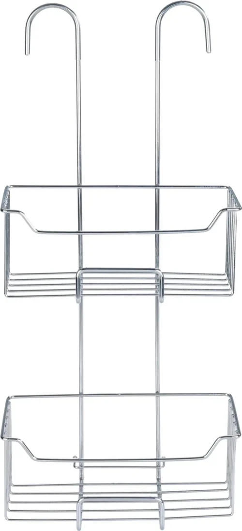 WENKO Doucherek Milo 2-laags 25x55cm RVS Glanzend - Doucherek Zonder Boren - Doucherek Hangend