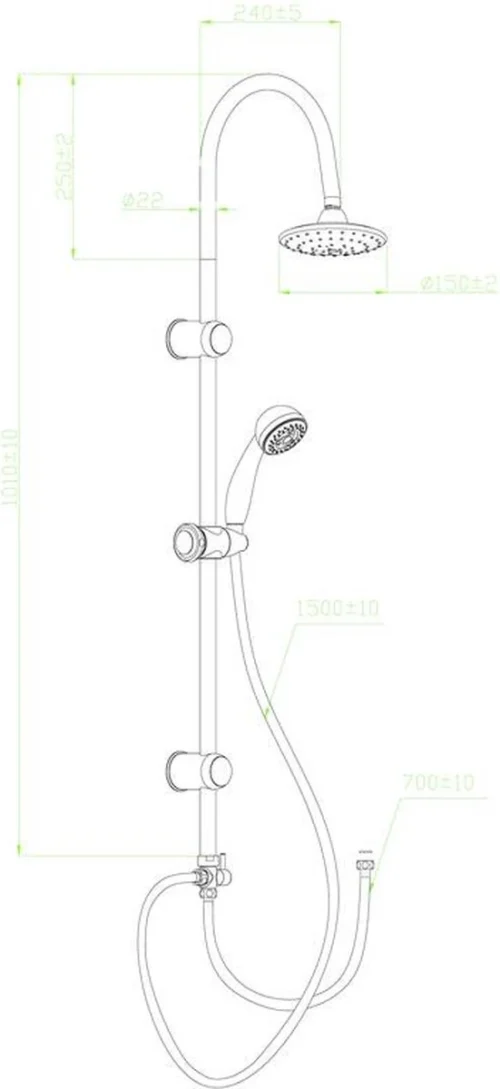 SCHÜTTE Jamaica Fresh Douchesysteem - Regendouche - 102 Cm Stang - Chroom -Badkamer Kast Winkel 551x1200 1