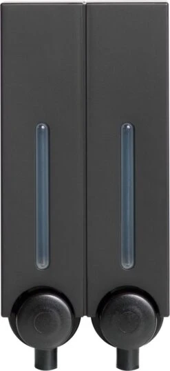 Aquathof, Zeepdispenser, Mat Zwart, 2 Kamer, 2 Reservoirs, 2x250ml - Hangend - Wandmontage 14 Aquathof, Zeepdispenser, Mat Zwart, 2 Kamer, 2 Reservoirs, 2x250ml - Hangend - Wandmontage -Badkamer Kast Winkel 551x1200
