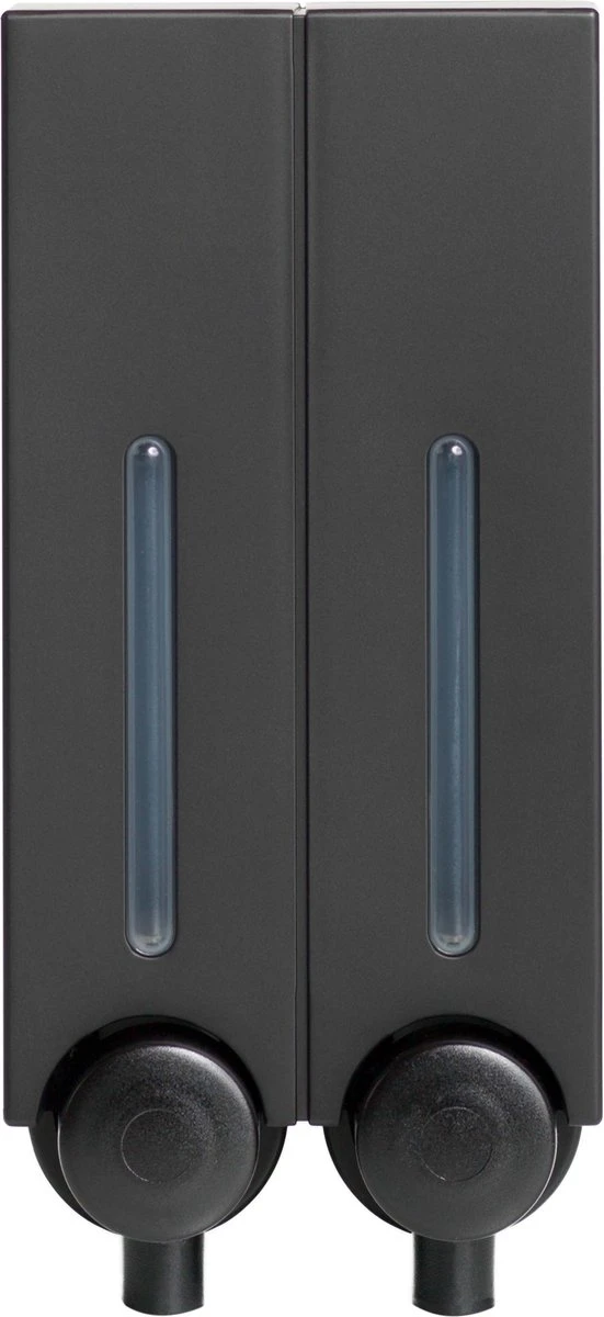 Aquathof, Zeepdispenser, Mat Zwart, 2 Kamer, 2 Reservoirs, 2x250ml - Hangend - Wandmontage 5 Aquathof, Zeepdispenser, Mat Zwart, 2 Kamer, 2 Reservoirs, 2x250ml - Hangend - Wandmontage - Afbeelding 5