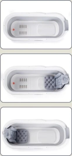 HelloBath Opvouwbaar Zitbad - Bath Bucket - 148cm - 220L - Extra Lang - Incl. Badkussen & Opberghoes -Badkamer Kast Winkel 559x1200 2