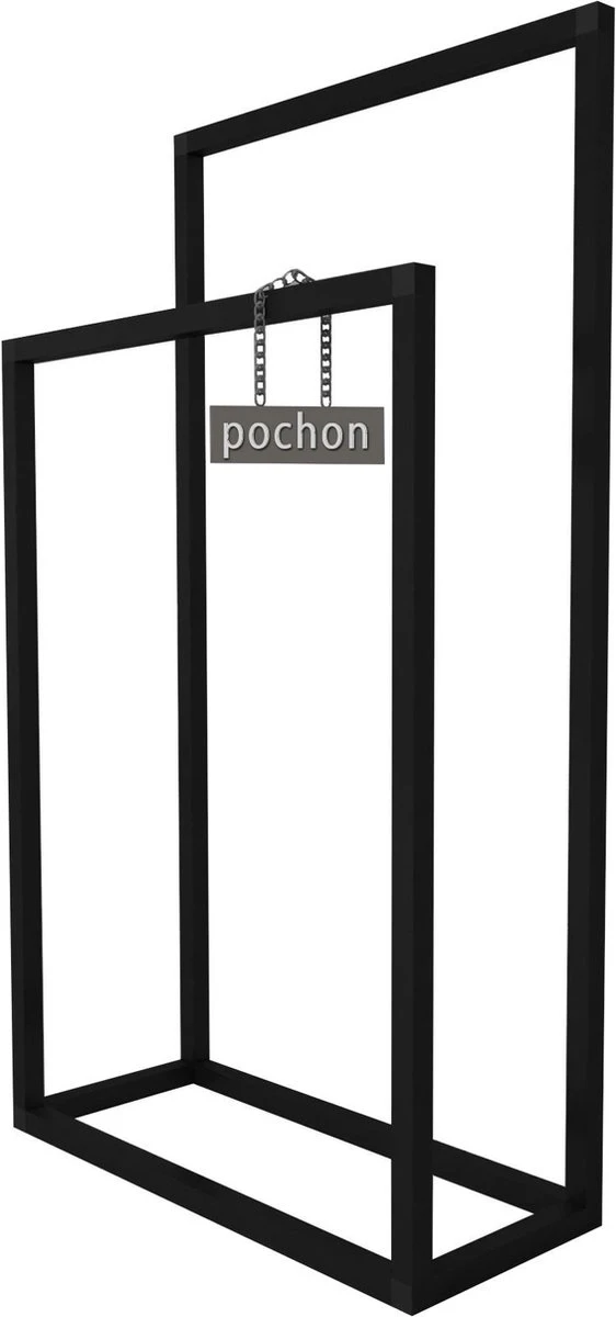 Pochon Home - Handdoekrek Metaal - Mat Zwart - Vrijstaand - Metaal - Handdoekhouder - 2 Rails 1 Pochon Home - Handdoekrek Metaal - Mat Zwart - Vrijstaand - Metaal - Handdoekhouder - 2 Rails