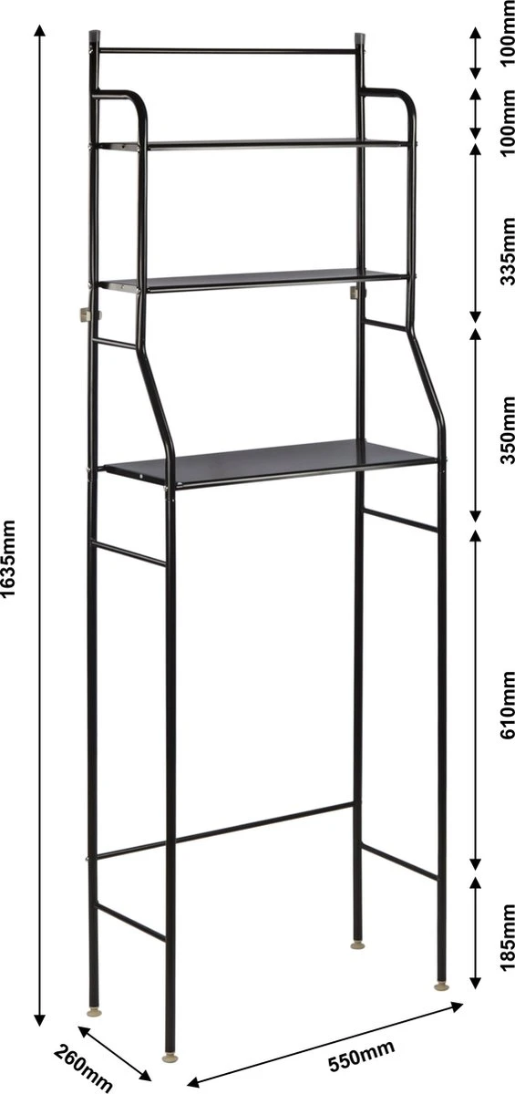 Alora Wc Rek Opbergrek - Stellingkast Metaal - Opbergrek Metaal - Badkamerrek - Wc Kastje - Zwart - Wc Meubel 6 Alora Wc Rek Opbergrek - Stellingkast Metaal - Opbergrek Metaal - Badkamerrek - Wc Kastje - Zwart - Wc Meubel - Afbeelding 6