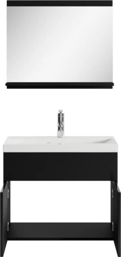 Badplaats Badkamermeubel Montreal Set 02 60 Cm X 35 Cm - Zwart Hoogglans - Badmeubel Met Spiegel -Badkamer Kast Winkel 566x1200 4