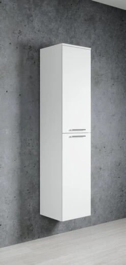 Badplaats Badkamerkast Venus 35 Cm X 35 Cm X 160 Cm - Wit - Hangende Kolomkast Met Twee Deuren -Badkamer Kast Winkel 571x1200