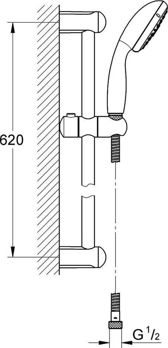 GROHE New Tempesta Doucheset 60cm - Handdouche ø 10 Cm - 3 Straalstanden 2 GROHE New Tempesta Doucheset 60cm - Handdouche ø 10 Cm - 3 Straalstanden - Afbeelding 2