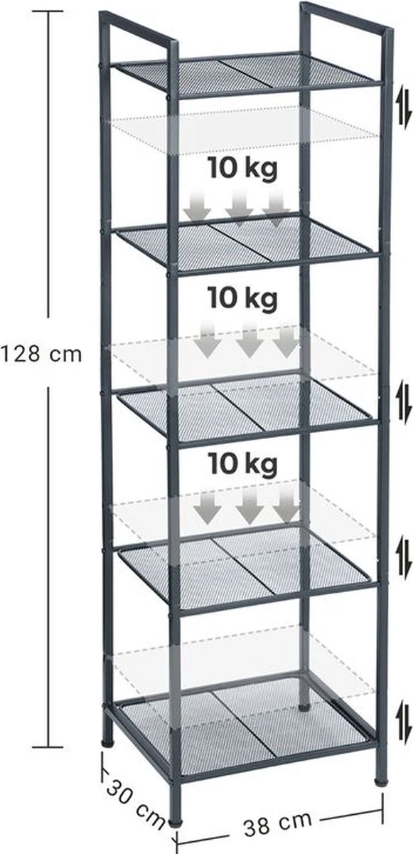 Cisa Home - Staand Rek - Badkamerrek - Opslagrek - Keukenrek - Zwart 5 Cisa Home - Staand Rek - Badkamerrek - Opslagrek - Keukenrek - Zwart - Afbeelding 5