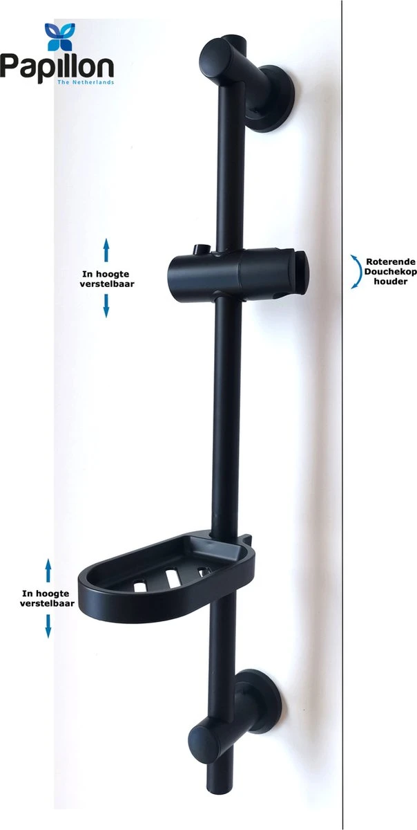 Merkloos Glijstang - Douche Glijstang - Met Zeepschaal En Glijstuk - Papillon Zwart 2 Merkloos Glijstang - Douche Glijstang - Met Zeepschaal En Glijstuk - Papillon Zwart - Afbeelding 2