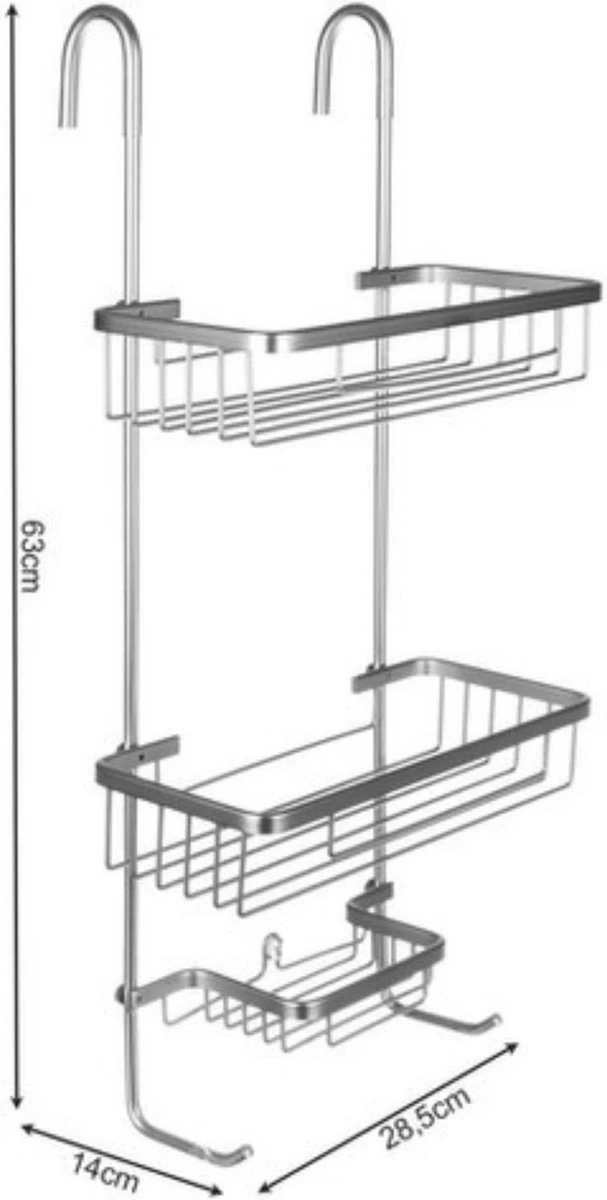 Recalma Doucherek 3 Laags - Monteren Zonder Boren - Zilver - Zuignap - Ook Voor Grote Flessen - Opbergrek Douche - 3 Etages 2 Recalma Doucherek 3 Laags - Monteren Zonder Boren - Zilver - Zuignap - Ook Voor Grote Flessen - Opbergrek Douche - 3 Etages - Afbeelding 2