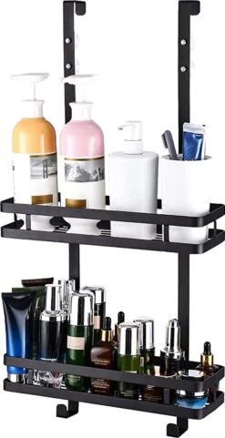 Souiri Doucherek - Stainless Doucherek - Zonder Boren - Doucherek Zwart - Doucherek Hangend - Badkamer Accessoires - RVS - 2 Laags -Badkamer Kast Winkel 616x1200 2